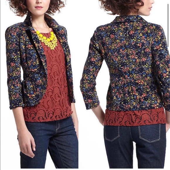 COPY - {Anthro} Cartonnier Floral Corduroy Blazer Jacket - Picture 3 of 8